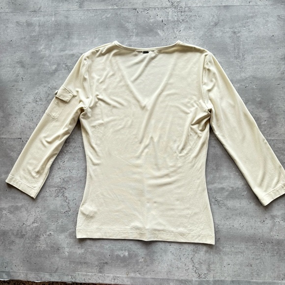 St. John V Neck Top, Cream, Size Petite - Picture 5 of 8